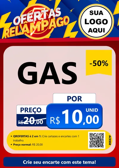 Modelo de Cartaz para Cartaz A4 Vertical com o tema Ofertas Relâmpago para Água e gás