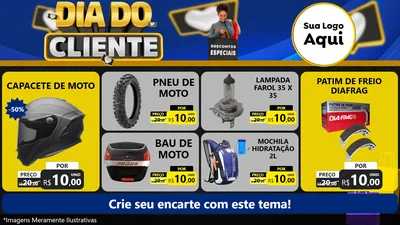 Modelo de TV para TV Horizontal com o tema Dia Do Cliente para Moto peças