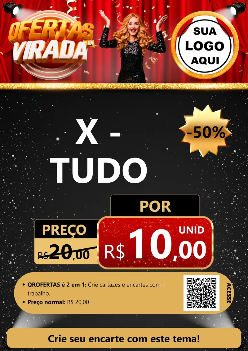 Modelo de Cartaz para Cartaz A4 Vertical com o tema Ofertas da Virada para Hamburgueria