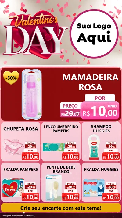 Modelo de Rede Social para Stories com o tema Valentine's Day para Bebês