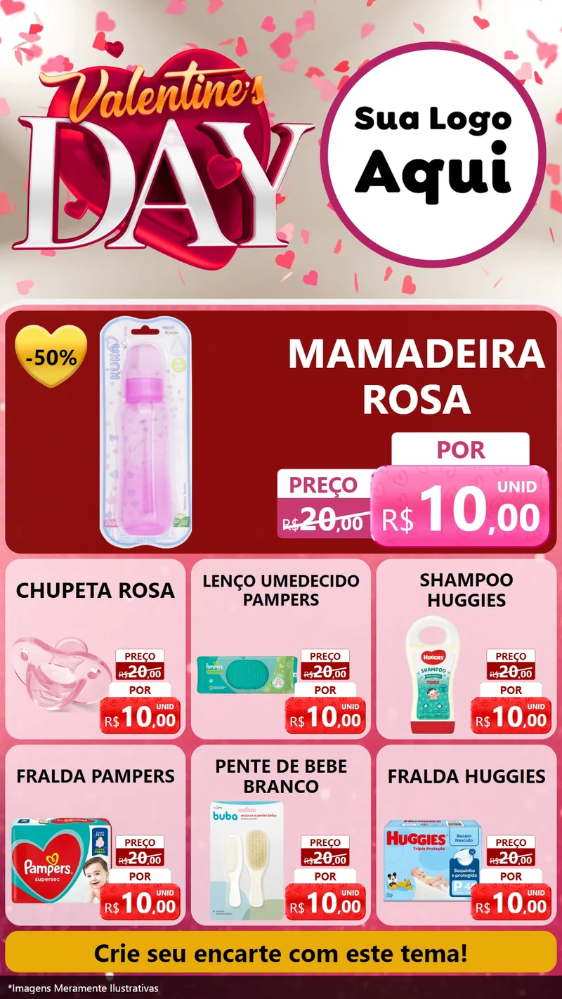 Modelo de Rede Social para Stories com o tema Valentine's Day para Bebês