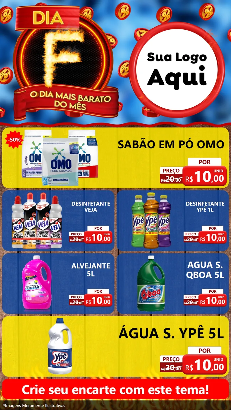 Modelo de TV para TV Vertical com o tema Dia F - O Dia Mais Barato Do Mês para Produtos de Limpeza