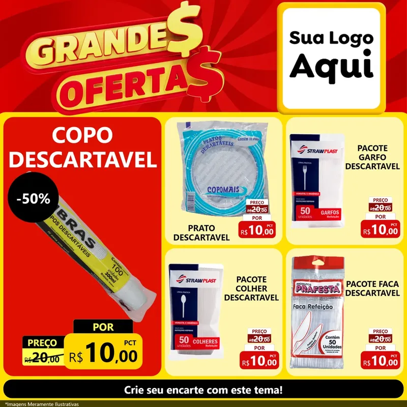 Modelo de Rede Social para Feed Facebook com o tema Grandes Ofertas para Embalagens