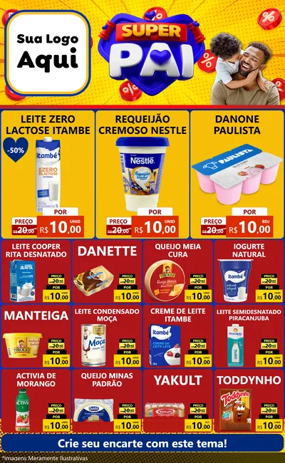 Modelo de Encarte para Encarte Grande com o tema Super Pai para Frios e Laticínios