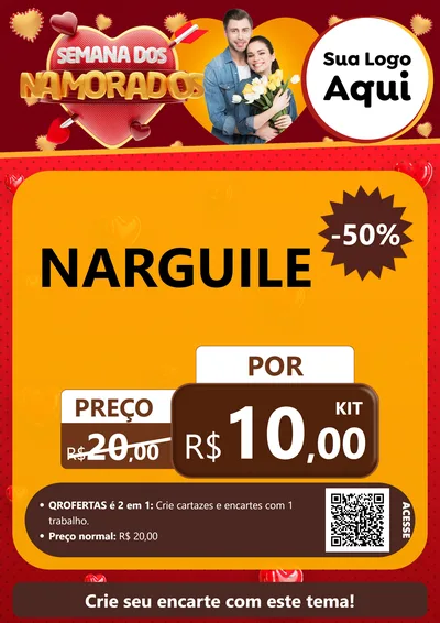 Modelo de Cartaz para Cartaz A4 Vertical com o tema Semana dos Namorados para Tabacaria