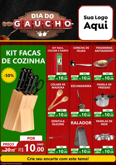 Modelo de Encarte para Encarte A4 Vertical com o tema Dia do Gaúcho para Utilidades Domésticas