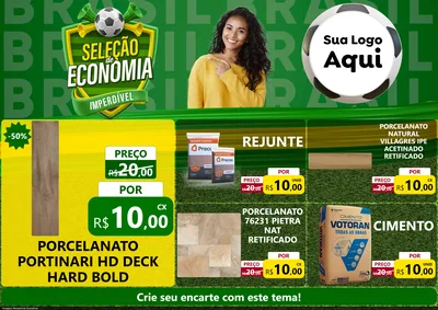Modelo de Encarte para Encarte A4 Horizontal com o tema Seleção de Economia - Copa para Pisos e revestimentos