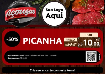 Modelo de Cartaz para Cartaz A4 Horizontal com o tema Terça e Quarta do Açougue para Açougue