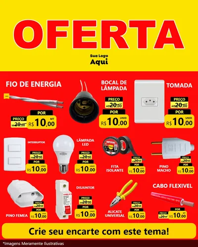 Modelo de Rede Social para Feed Instagram com o tema OFERTA - Vermelho Cartaz para Materiais Elétricos