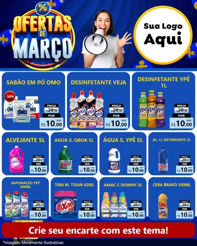 Modelo de Rede Social para Feed Instagram com o tema Ofertas de Março para Produtos de Limpeza