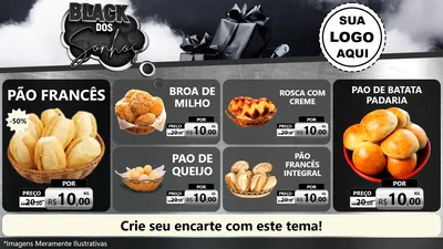 Modelo de TV para TV Horizontal com o tema Black dos Sonhos para Padaria