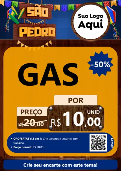 Modelo de Cartaz para Cartaz A4 Vertical com o tema São Pedro para Água e gás
