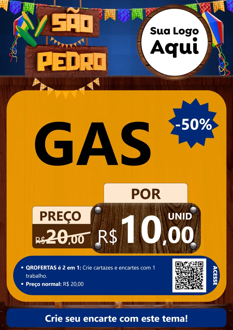 Modelo de Cartaz para Cartaz A4 Vertical com o tema São Pedro para Água e gás