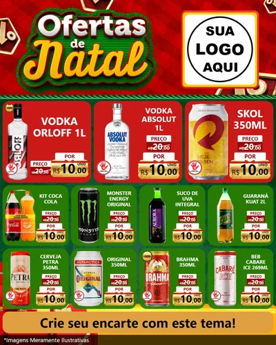 Modelo de Rede Social para Feed Instagram com o tema Ofertas de Natal para Distribuidora de bebidas