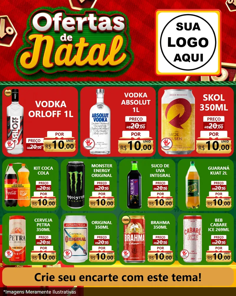 Modelo de Rede Social para Feed Instagram com o tema Ofertas de Natal para Distribuidora de bebidas