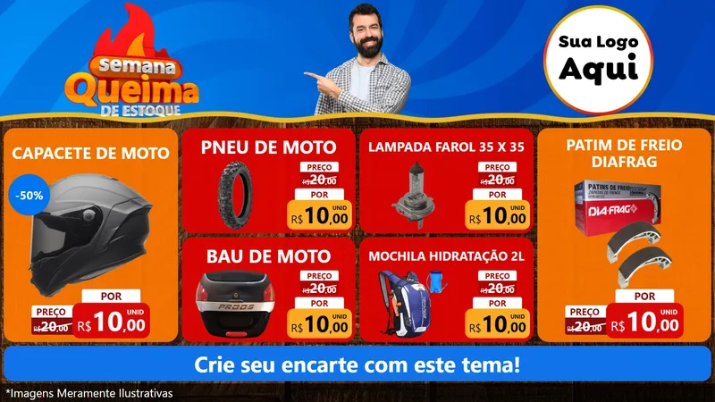 Modelo de TV para TV Horizontal com o tema Semana Queima de Estoque para Moto peças