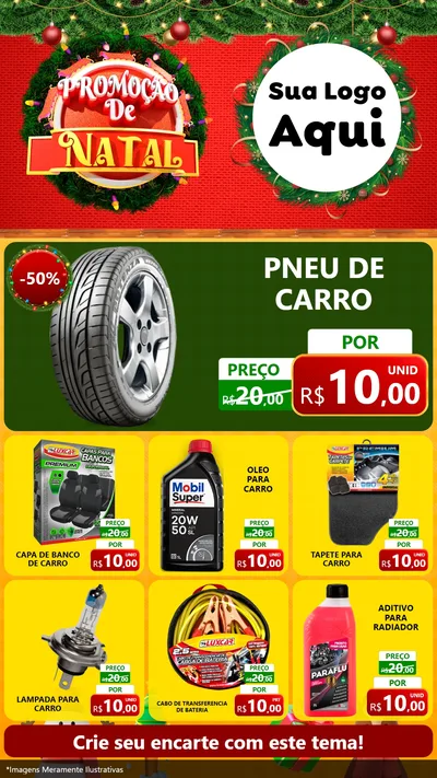 Modelo de Rede Social para Stories com o tema Promoção de Natal para Auto peças