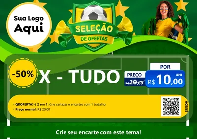 Modelo de Cartaz para Cartaz A4 Horizontal com o tema Seleção de Ofertas - Copa para Hamburgueria