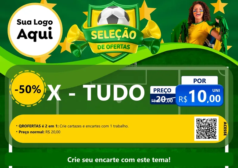 Modelo de Cartaz para Cartaz A4 Horizontal com o tema Seleção de Ofertas - Copa para Hamburgueria