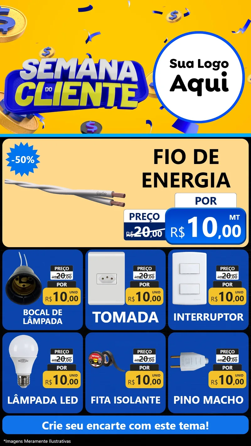 Modelo de Rede Social para Stories com o tema Semana do Cliente para Materiais Elétricos