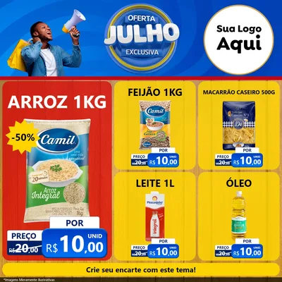 Modelo de Rede Social para Feed Facebook com o tema Oferta Exclusiva, Julho para Supermercado