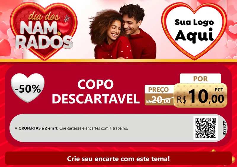 Modelo de Cartaz para Cartaz A4 Horizontal com o tema Dia dos Namorados para Embalagens