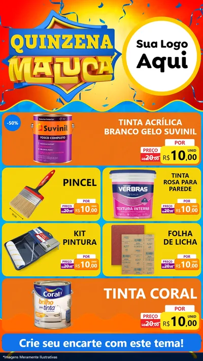 Modelo de TV para TV Vertical com o tema Quinzena Maluca para Tintas e Ferramentas