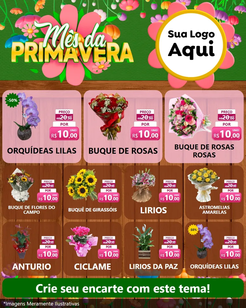 Modelo de Rede Social para Feed Instagram com o tema Mês da Primavera para Floricultura e jardim
