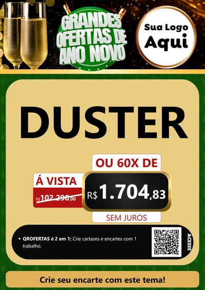 Modelo de Cartaz para Cartaz A4 Vertical com o tema Grandes Ofertas de Ano Novo para Concessionaria de Carros