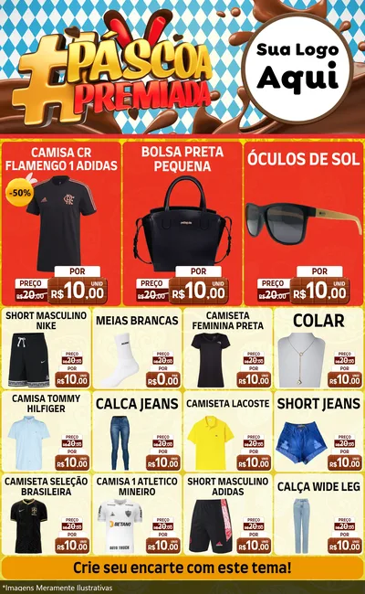 Modelo de Encarte para Encarte Grande com o tema Páscoa Premiada para Roupas e acessórios