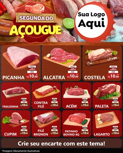 Modelo de Rede Social para Feed Instagram com o tema Segunda do Açougue para Açougue