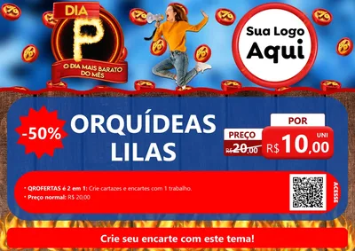 Modelo de Cartaz para Cartaz A4 Horizontal com o tema Dia P - O Dia Mais Barato Do Mês para Floricultura e jardim