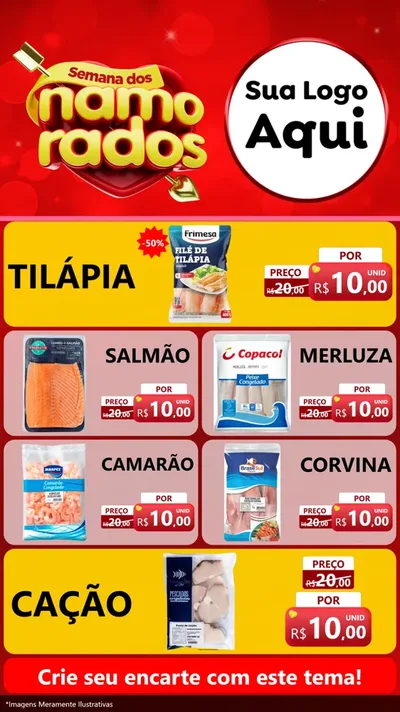 Modelo de TV para TV Vertical com o tema Semana dos namorados para Peixaria