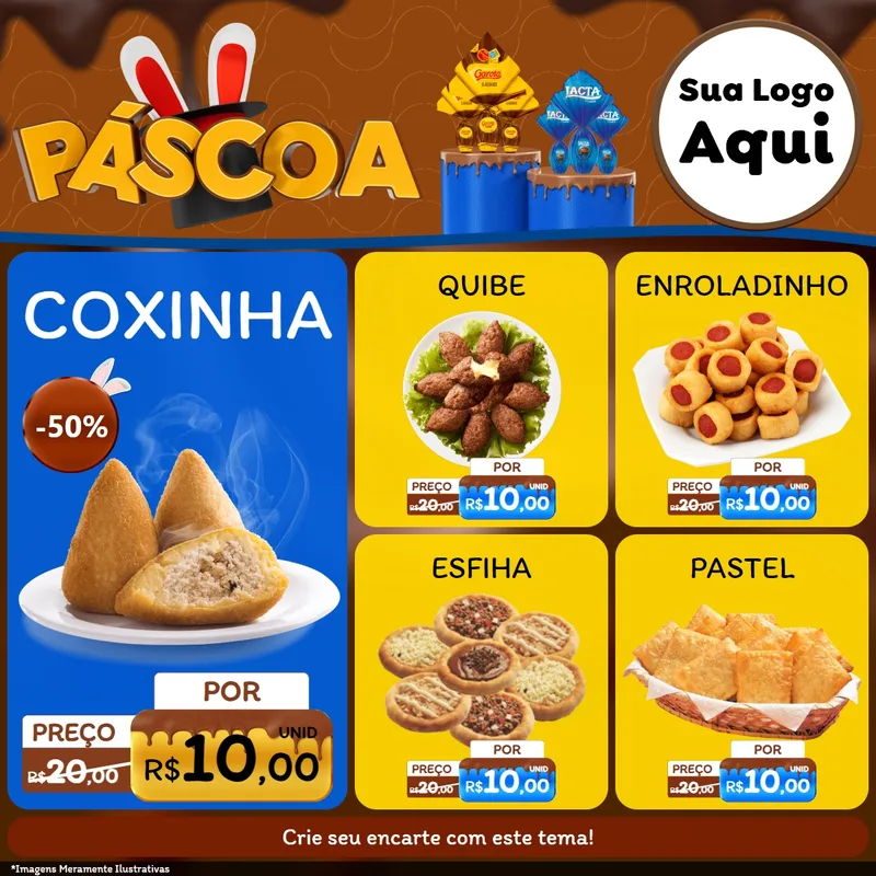 Modelo de Rede Social para Feed Facebook com o tema Páscoa para Salgadaria