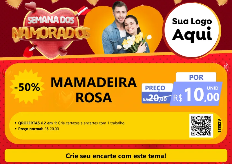 Modelo de Cartaz para Cartaz A4 Horizontal com o tema Semana dos Namorados para Bebês