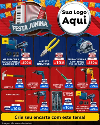 Modelo de Rede Social para Feed Instagram com o tema Festa Junina para Maquinas e Ferramentas