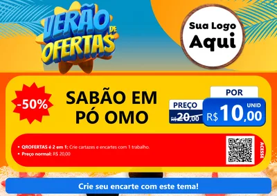Modelo de Cartaz para Cartaz A4 Horizontal com o tema Verão de Ofertas para Produtos de Limpeza