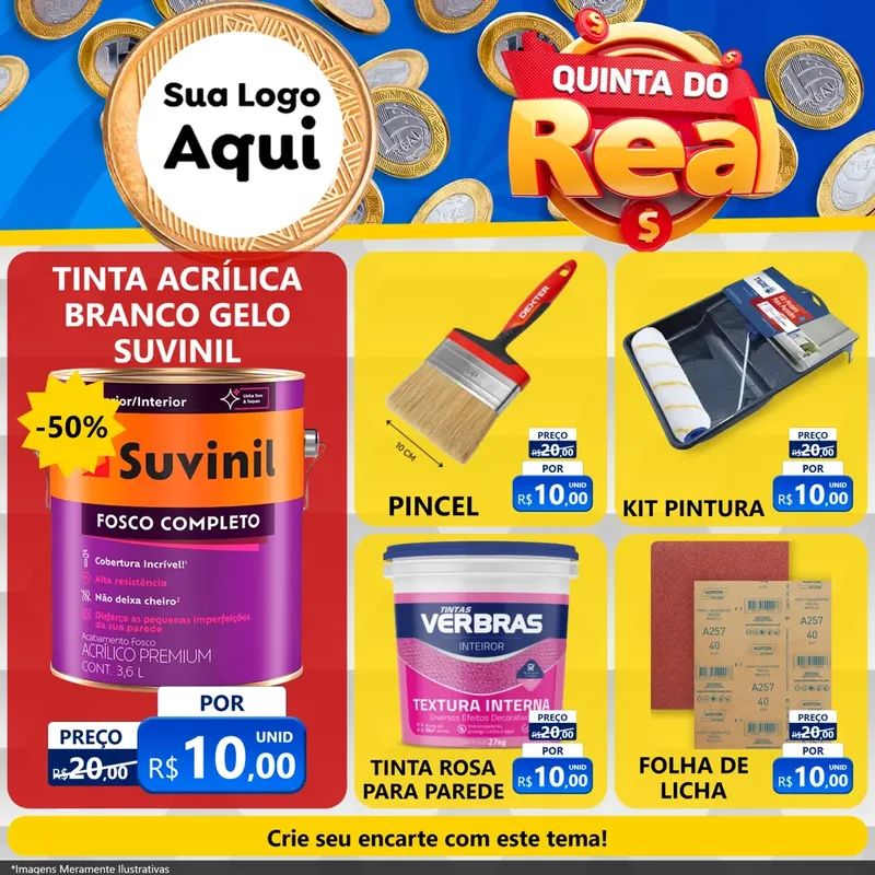 Modelo de Rede Social para Feed Facebook com o tema Quinta do Real para Tintas e Ferramentas