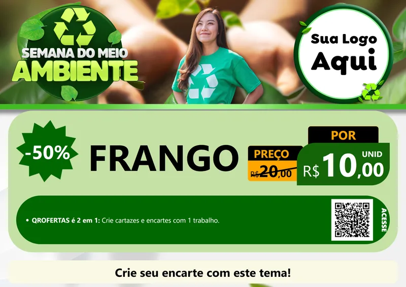 Modelo de Cartaz para Cartaz A4 Horizontal com o tema Semana do Meio Ambiente para Assados