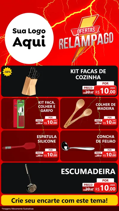 Modelo de TV para TV Vertical com o tema Ofertas Relâmpago para Utilidades Domésticas