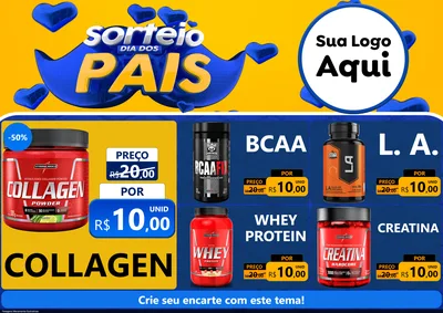 Modelo de Encarte para Encarte A4 Horizontal com o tema Sorteio Dia dos Pais para Suplementos alimentares
