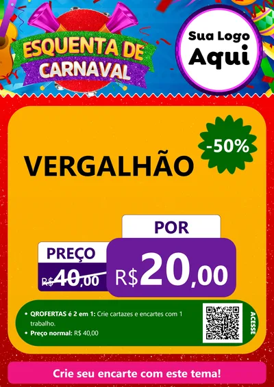 Modelo de Cartaz para Cartaz A4 Vertical com o tema Esquenta de Carnaval para Ferragens