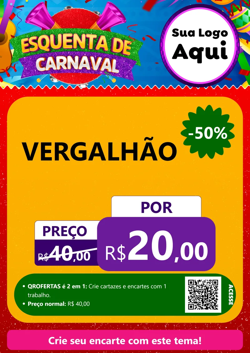 Modelo de Cartaz para Cartaz A4 Vertical com o tema Esquenta de Carnaval para Ferragens
