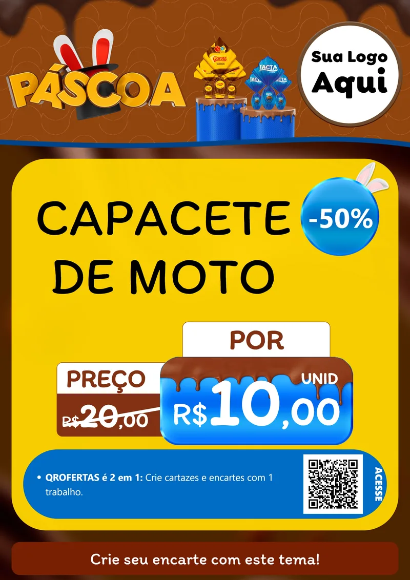 Modelo de Cartaz para Cartaz A4 Vertical com o tema Páscoa para Moto peças