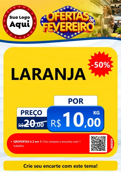 Modelo de Cartaz para Cartaz A4 Vertical com o tema Ofertas de Fevereiro para Hortifrúti
