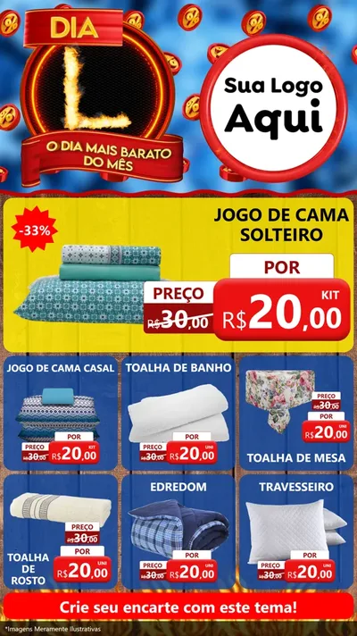 Modelo de Rede Social para Stories com o tema Dia L - O Dia Mais Barato Do Mês para Cama, Mesa e Banho