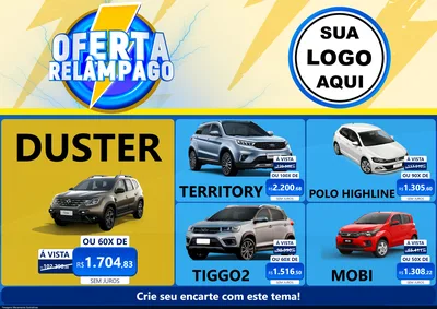 Modelo de Encarte para Encarte A4 Horizontal com o tema Oferta Relâmpago para Concessionaria de Carros