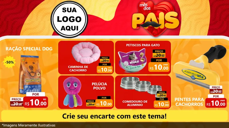 Modelo de TV para TV Horizontal com o tema Mês Dos Pais para Pet Shop
