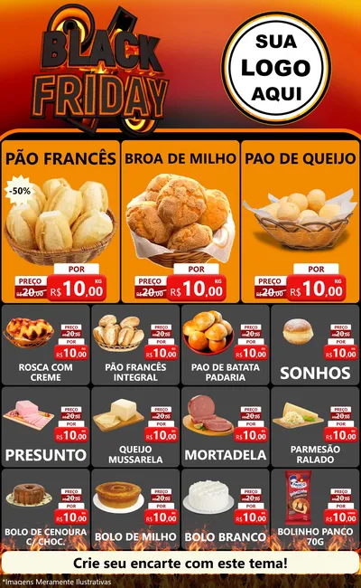 Modelo de Encarte para Encarte Grande com o tema Black Friday para Padaria