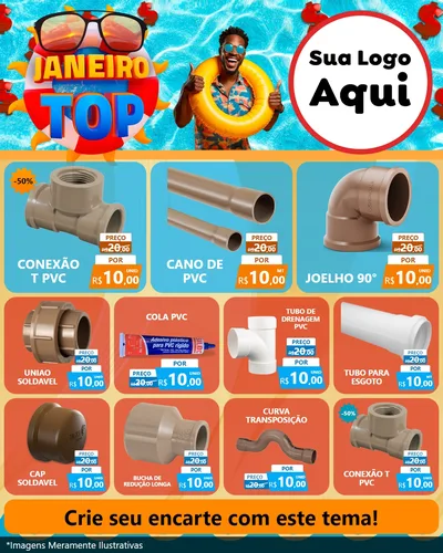 Modelo de Rede Social para Feed Instagram com o tema Janeiro Top para Tubos e conexões